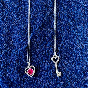 White Stainless Steel Heart & Key Necklaces
